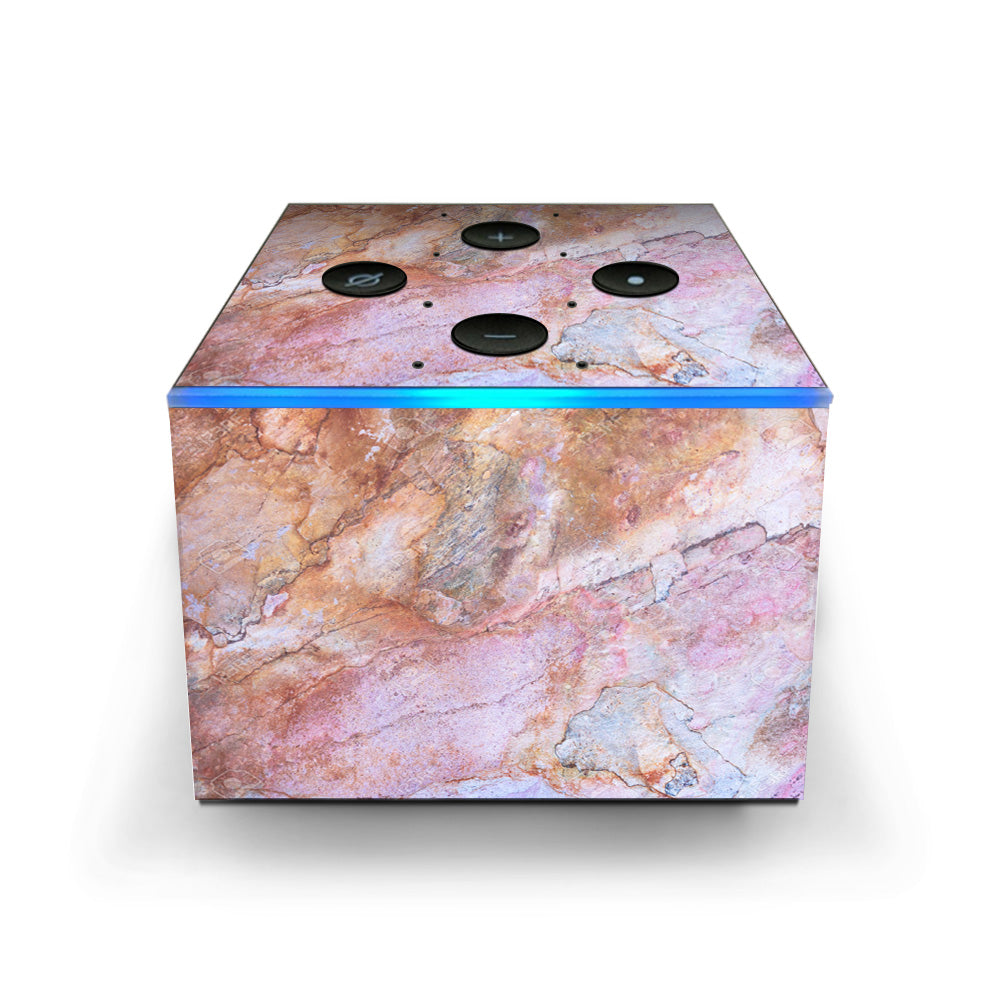  Rose Peach Pink Marble Pattern Amazon Fire TV Cube Skin