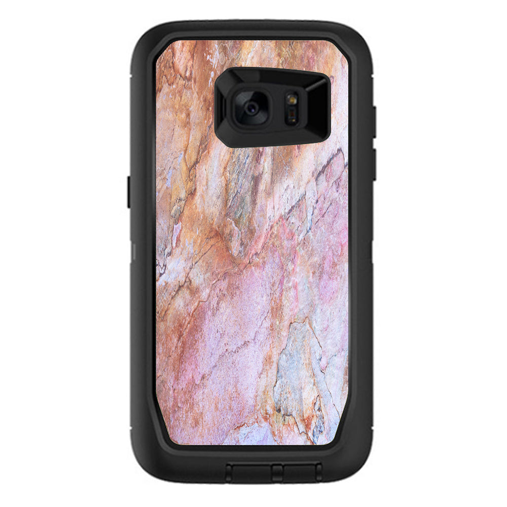 Rose Peach Pink Marble Pattern Otterbox Defender Samsung Galaxy S7 Edge Skin