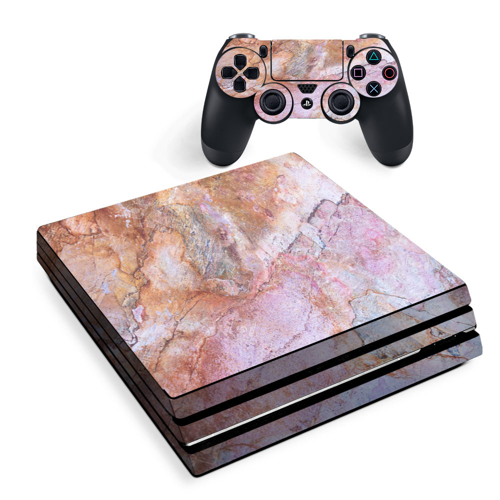 Rose Peach Pink Marble Pattern Sony PS4 Pro Skin