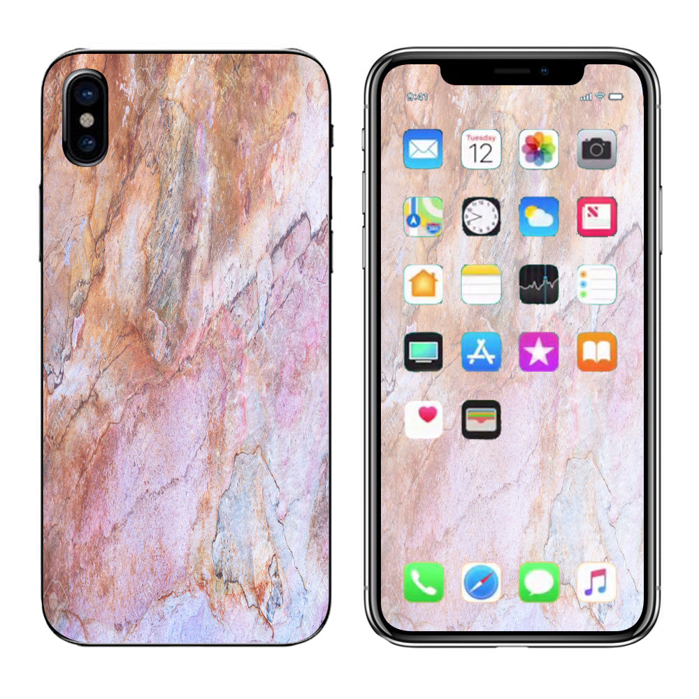  Rose Peach Pink Marble Pattern Apple iPhone X Skin