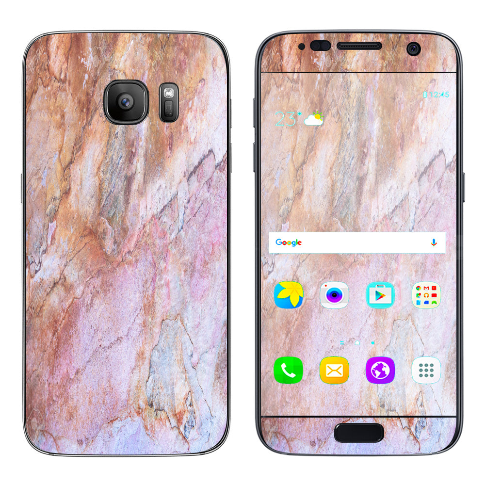  Rose Peach Pink Marble Pattern Samsung Galaxy S7 Skin