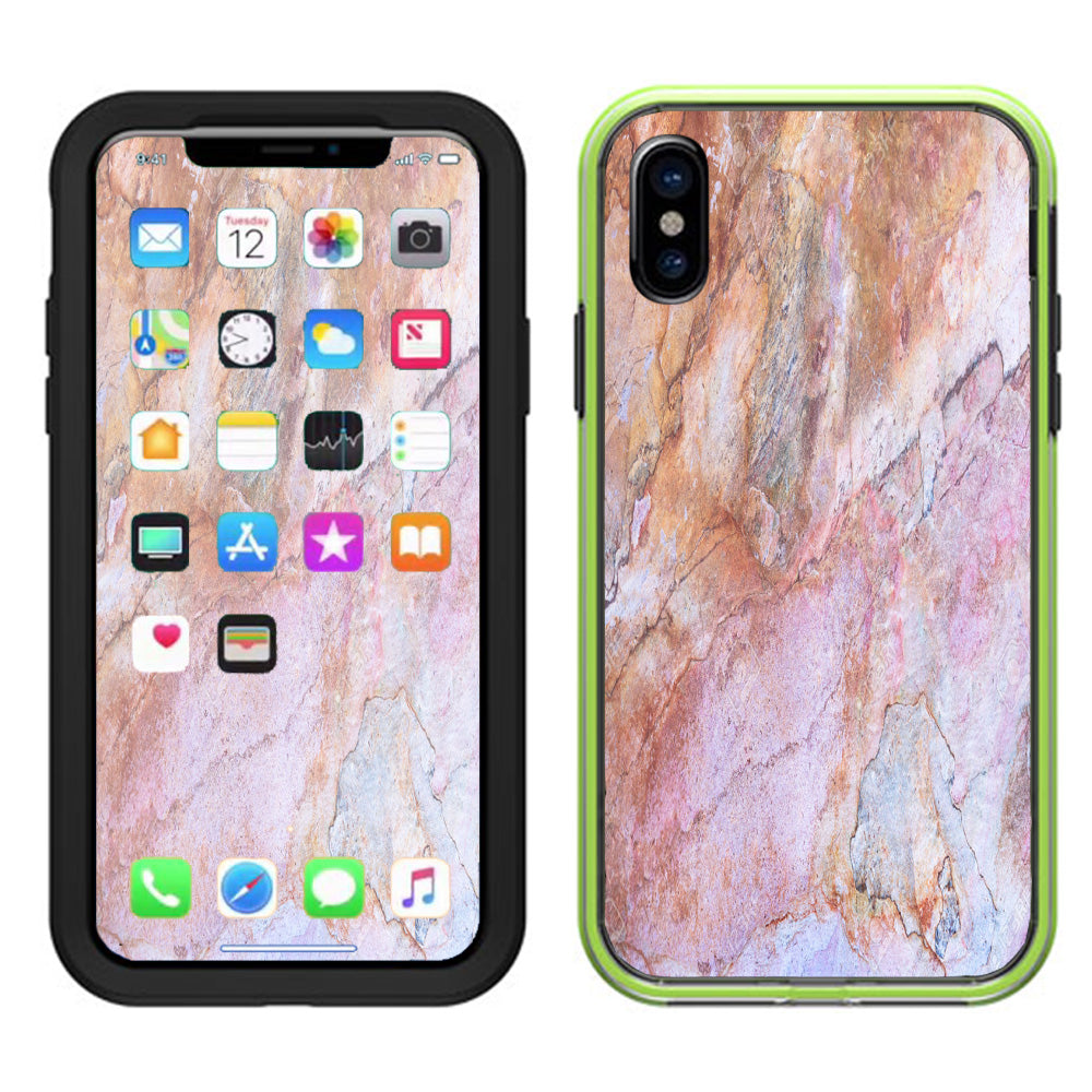  Rose Peach Pink Marble Pattern Lifeproof Slam Case iPhone X Skin