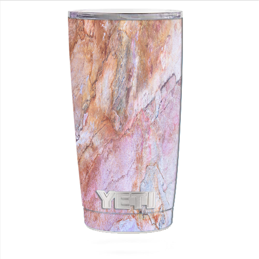  Rose Peach Pink Marble Pattern Yeti 20oz Rambler Tumbler Skin