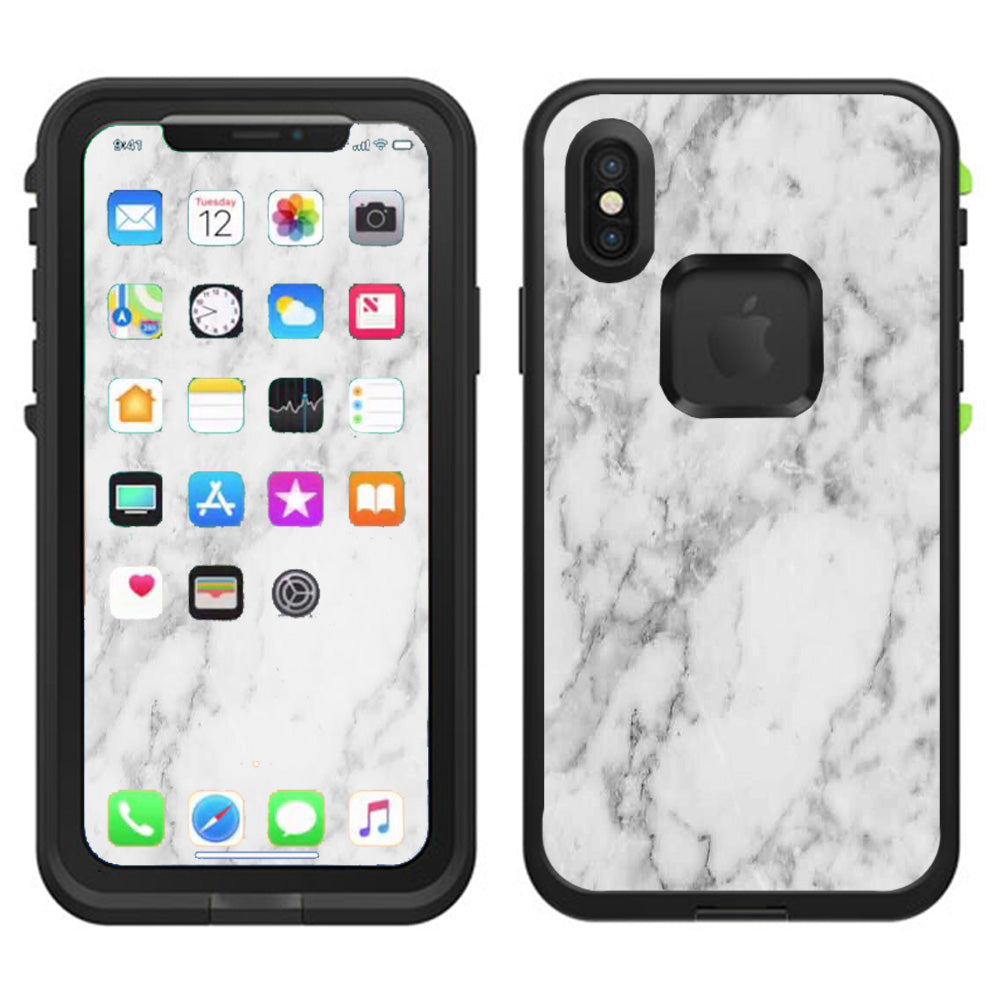  Grey And White Marble Panel Lifeproof Fre Case iPhone X Skin