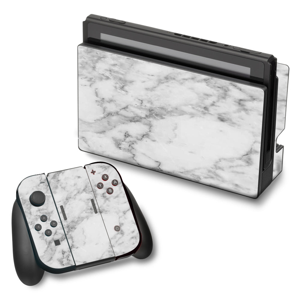 Grey And White Marble Panel Nintendo Switch Skin