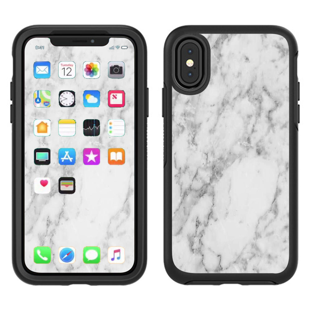  Grey And White Marble Panel Otterbox Defender Apple iPhone X Skin