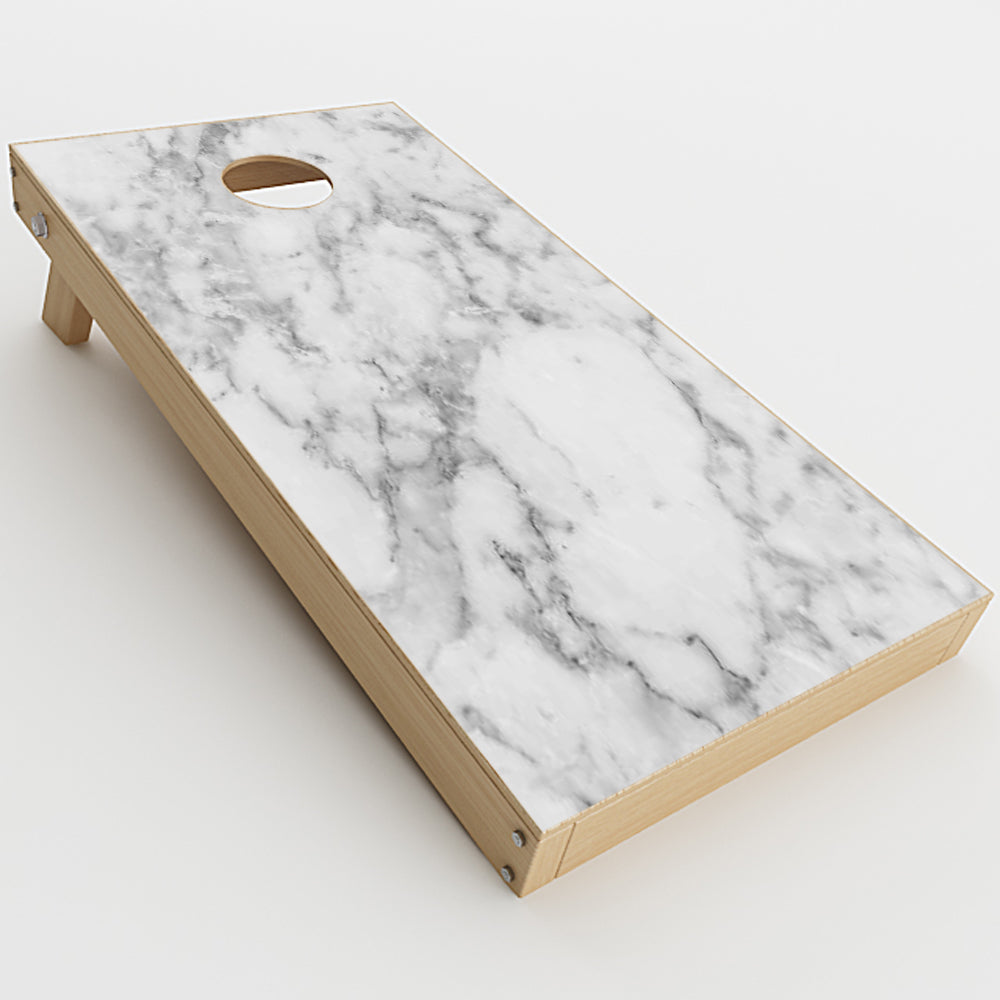  Grey And White Marble Panel Cornhole Game Boards  Skin