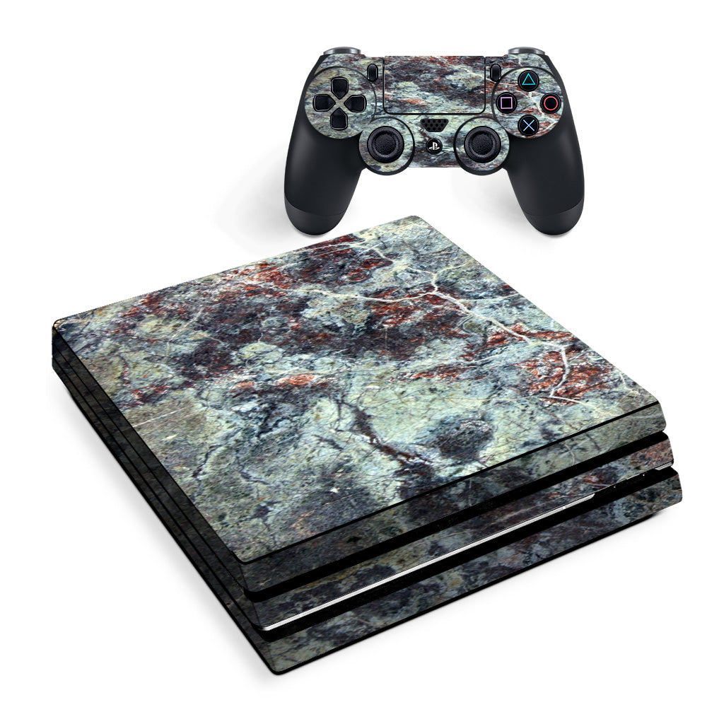 Rough Marble Grey Red Blue Granite Sony PS4 Pro Skin