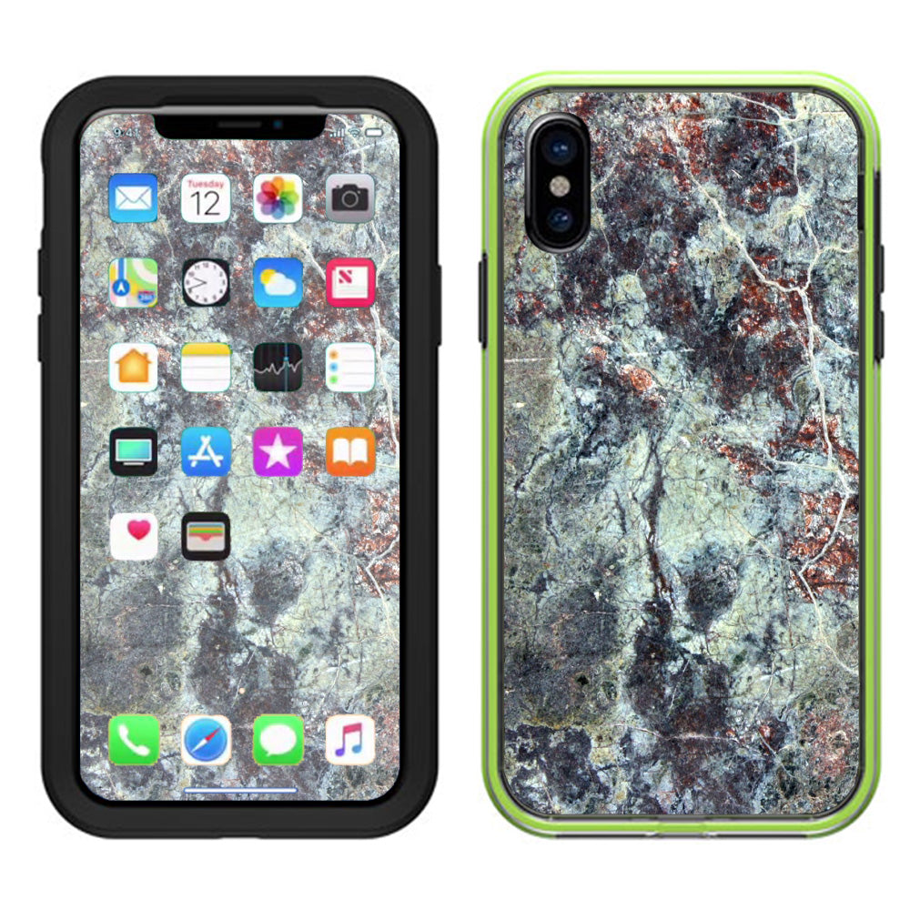  Rough Marble Grey Red Blue Granite Lifeproof Slam Case iPhone X Skin