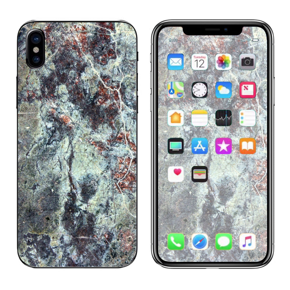 Rough Marble Grey Red Blue Granite Apple iPhone X Skin