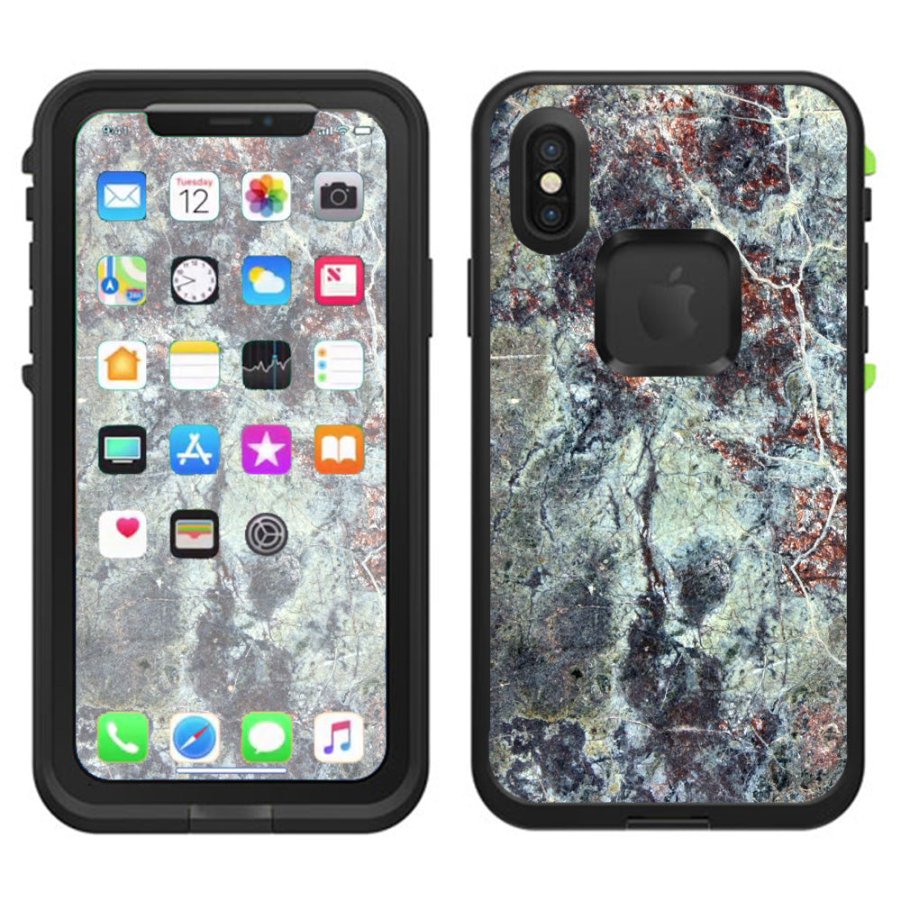  Rough Marble Grey Red Blue Granite Lifeproof Fre Case iPhone X Skin