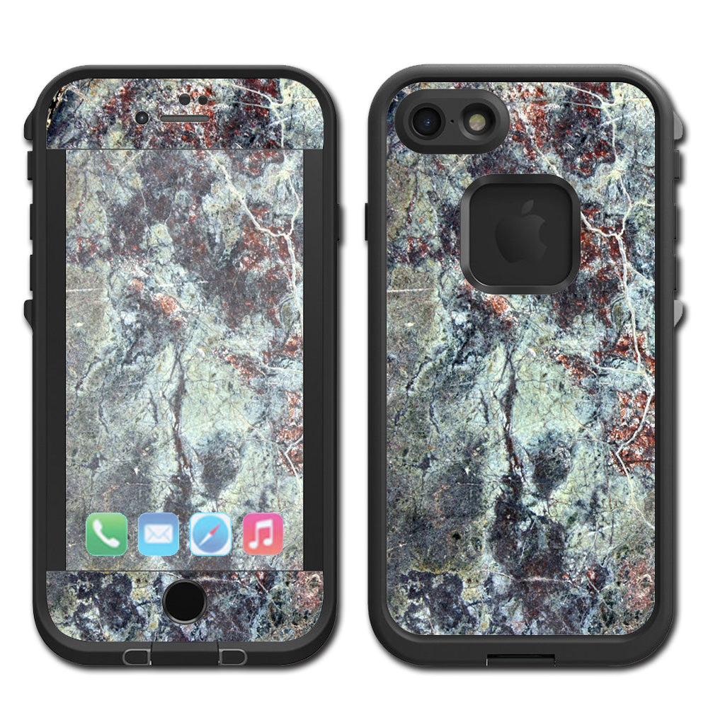  Rough Marble Grey Red Blue Granite Lifeproof Fre iPhone 7 or iPhone 8 Skin