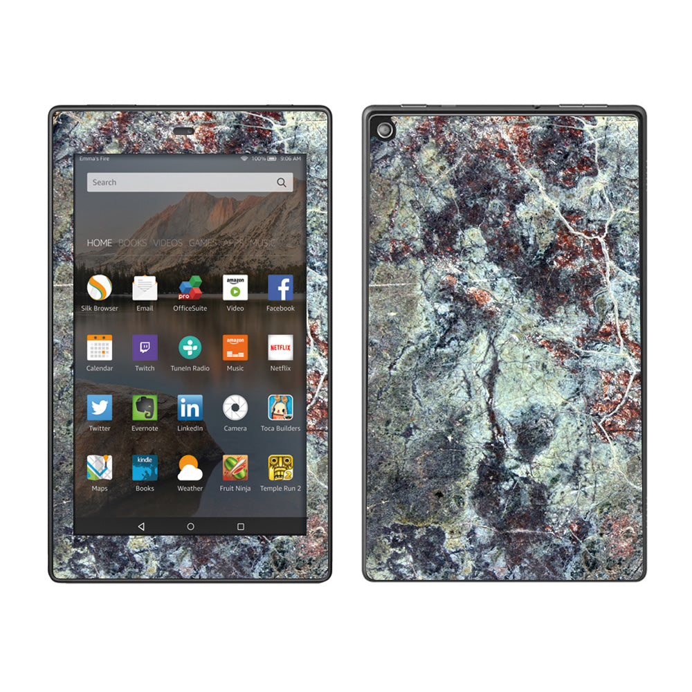  Rough Marble Grey Red Blue Granite Amazon Fire HD 8 Skin