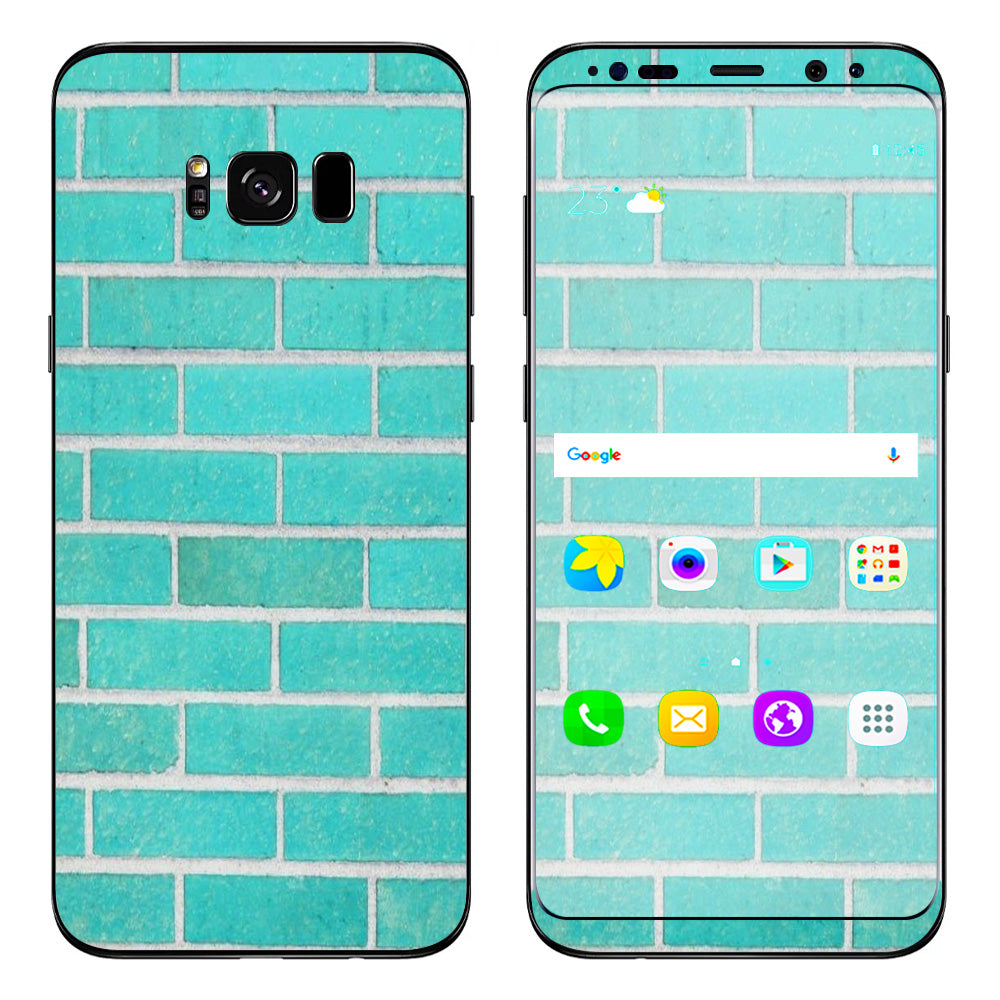  Teal Baby Blue Brick Wall Samsung Galaxy S8 Plus Skin