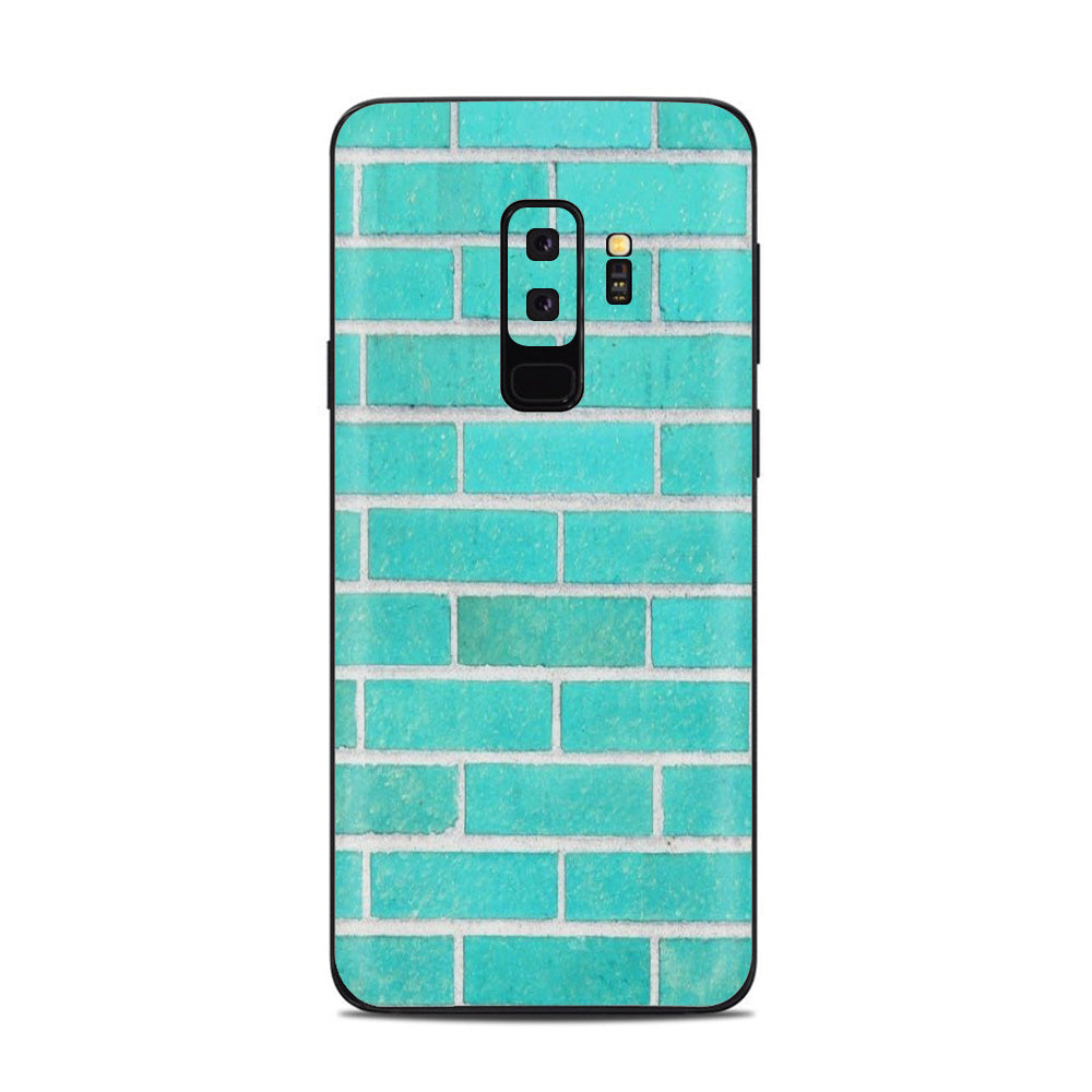  Teal Baby Blue Brick Wall Samsung Galaxy S9 Plus Skin