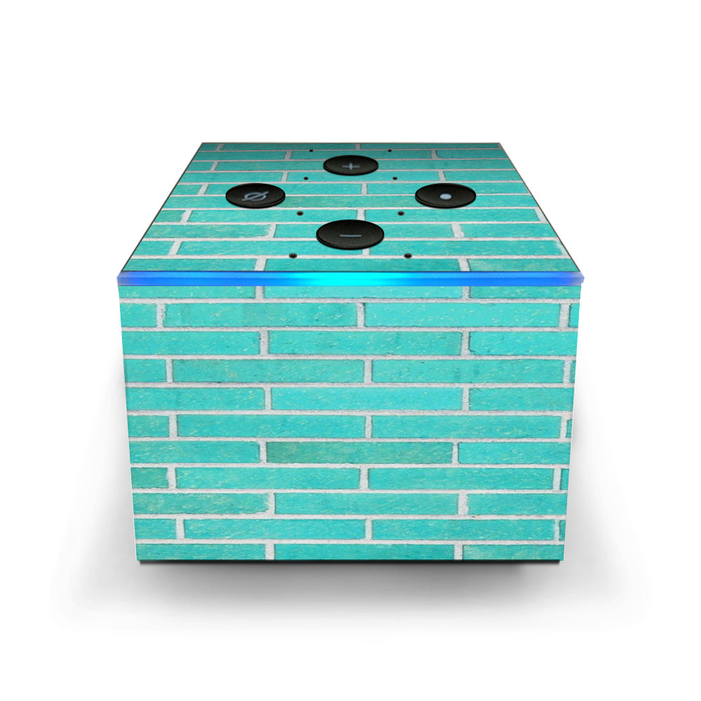  Teal Baby Blue Brick Wall Amazon Fire TV Cube Skin