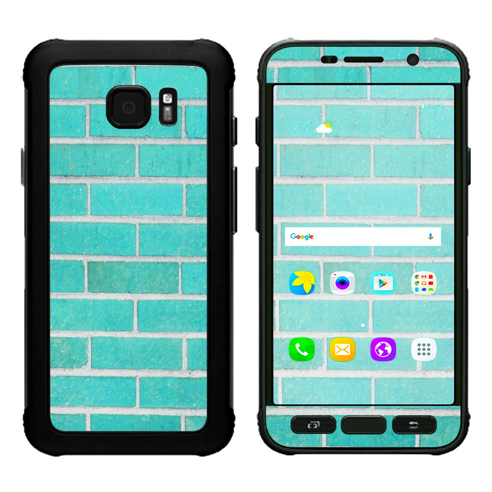  Teal Baby Blue Brick Wall Samsung Galaxy S7 Active Skin