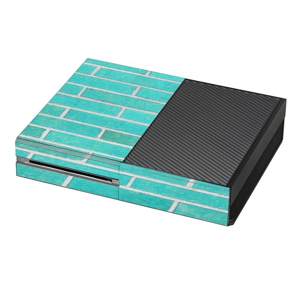  Teal Baby Blue Brick Wall Microsoft Xbox One Skin