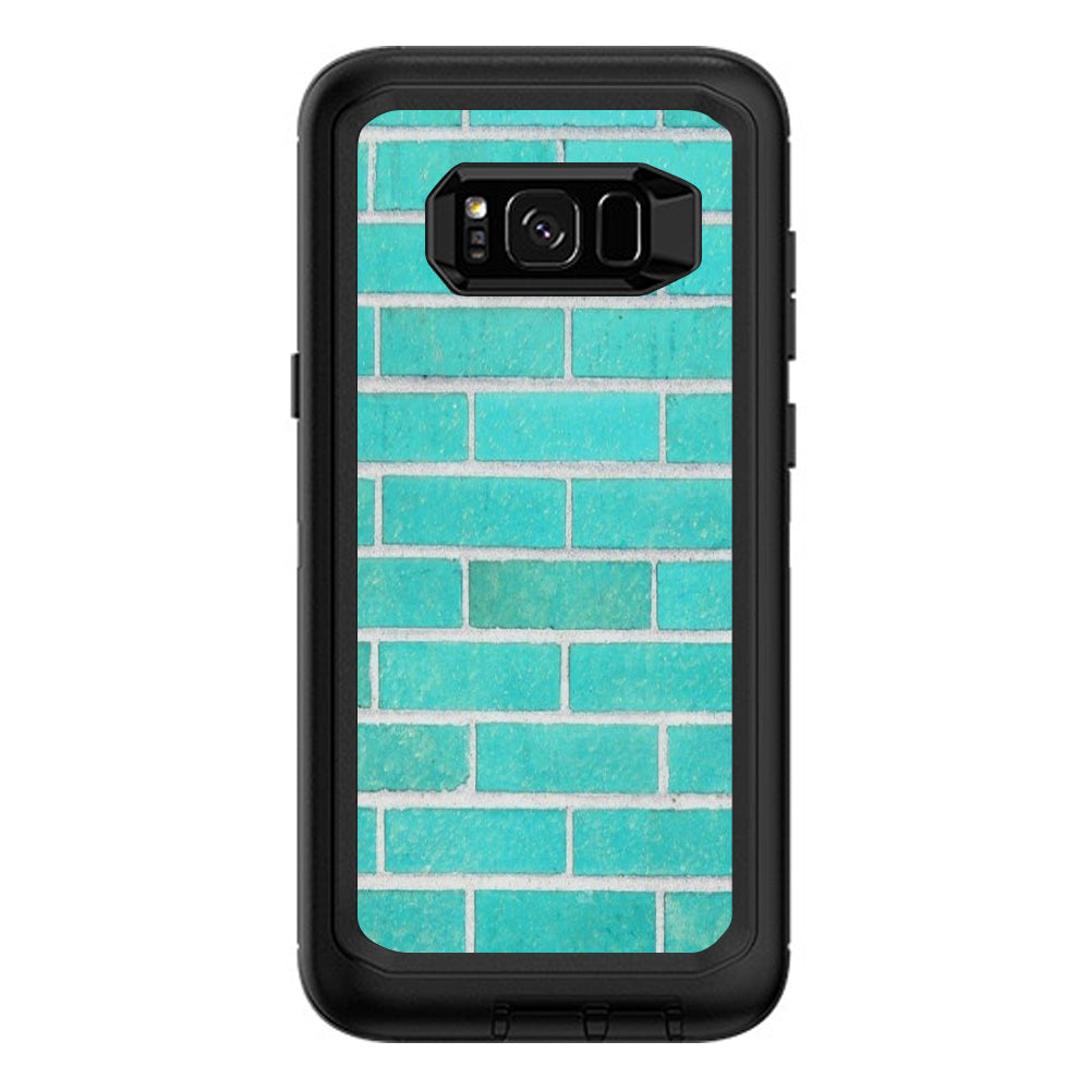  Teal Baby Blue Brick Wall Otterbox Defender Samsung Galaxy S8 Plus Skin