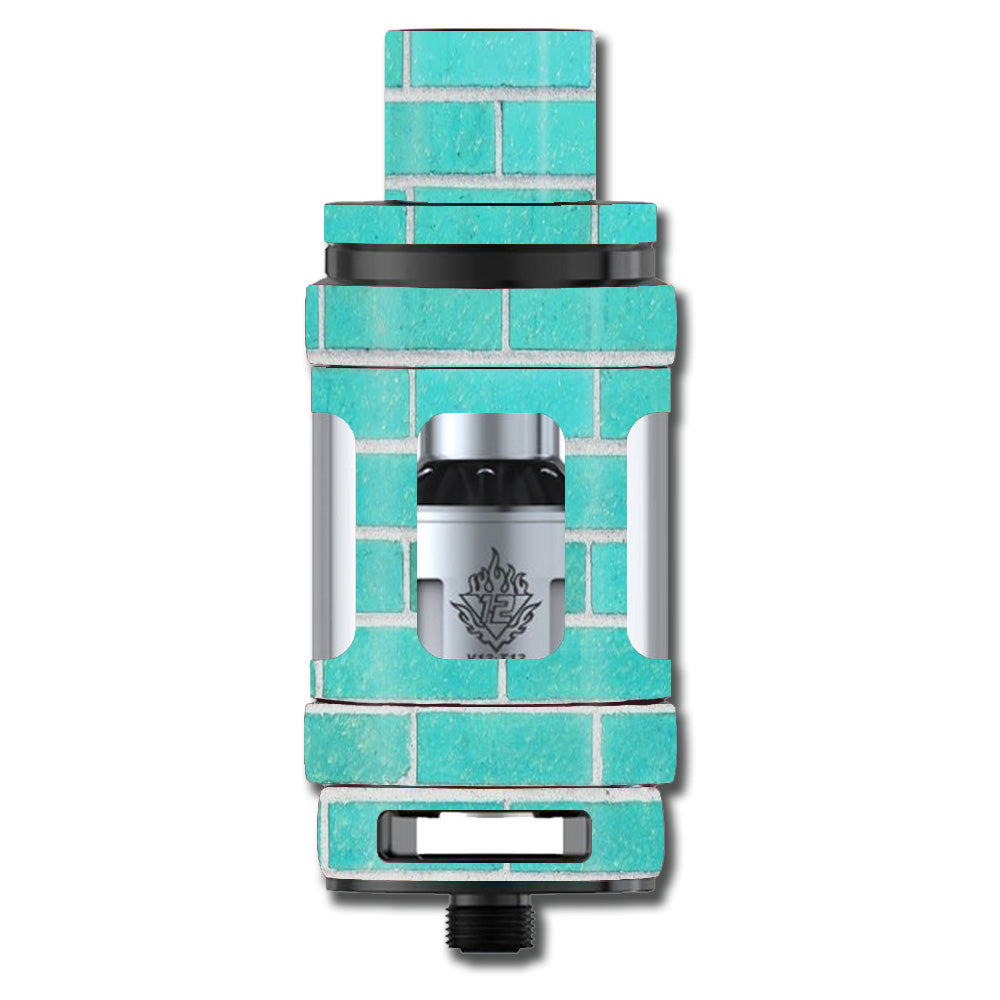  Teal Baby Blue Brick Wall Smok TFV12 Tank Skin