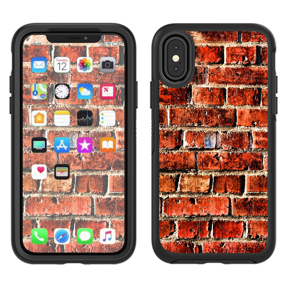  Red Brick Wall Rough Brickhouse  Otterbox Defender Apple iPhone X Skin