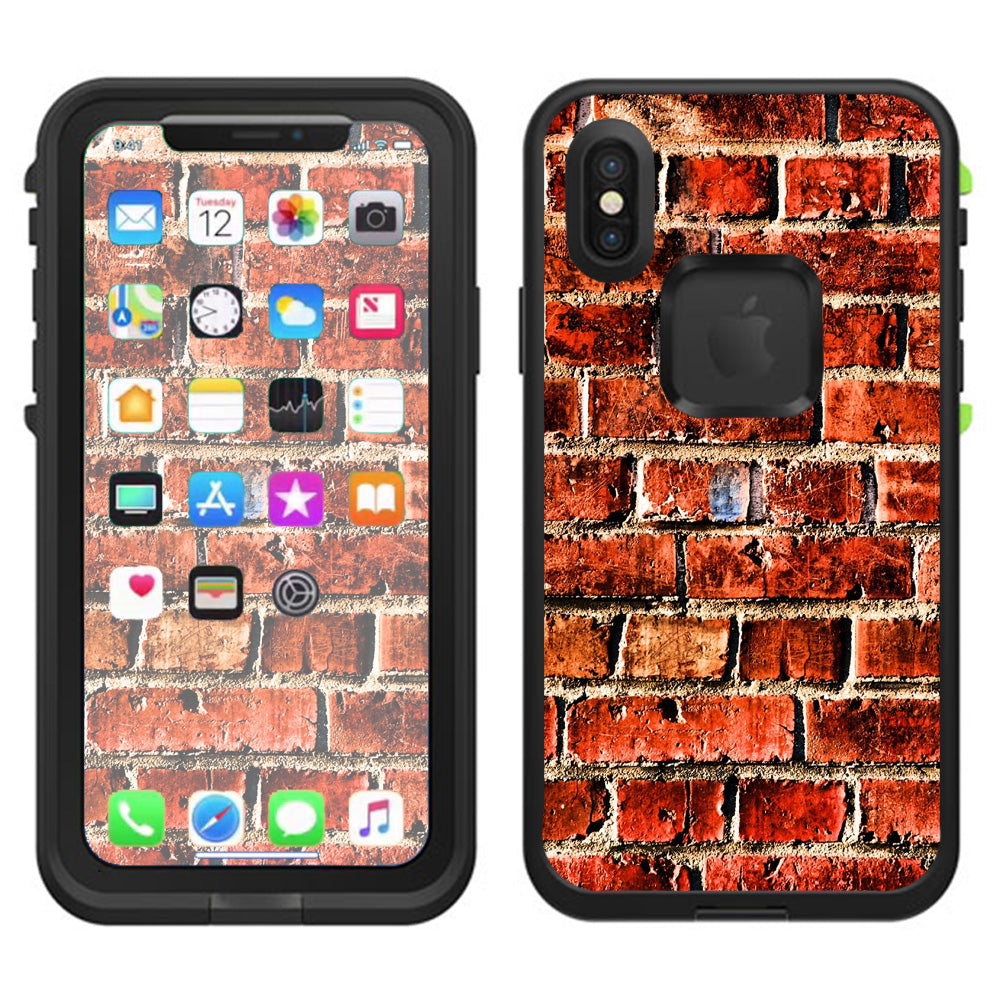  Red Brick Wall Rough Brickhouse  Lifeproof Fre Case iPhone X Skin