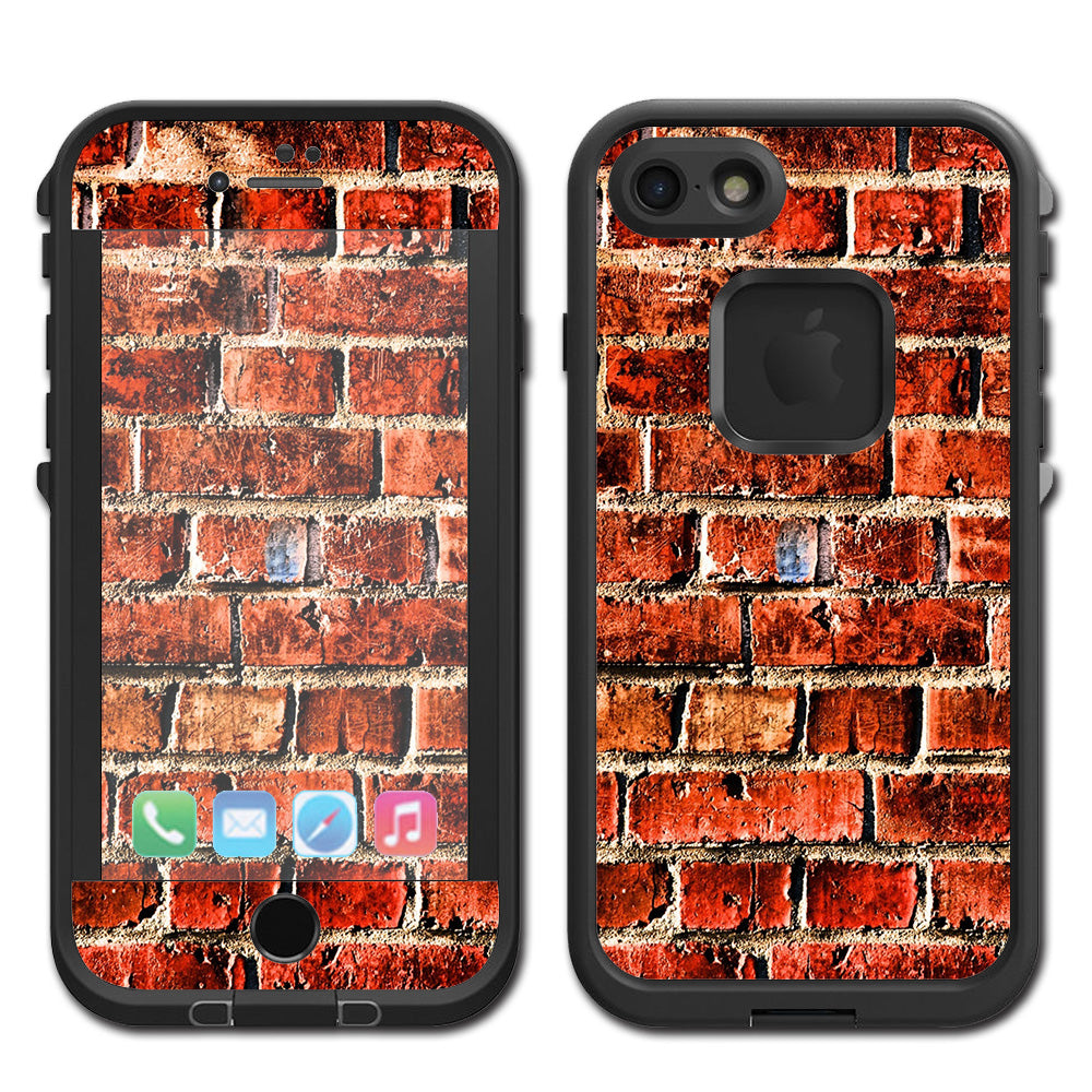  Red Brick Wall Rough Brickhouse Lifeproof Fre iPhone 7 or iPhone 8 Skin