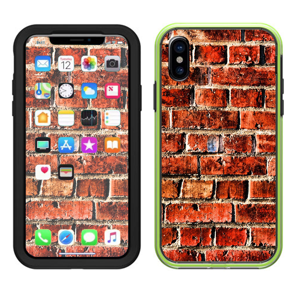  Red Brick Wall Rough Brickhouse  Lifeproof Slam Case iPhone X Skin