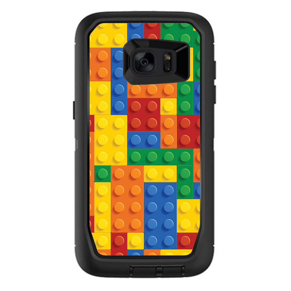  Playing Blocks Bricks Colorful Snap Otterbox Defender Samsung Galaxy S7 Edge Skin