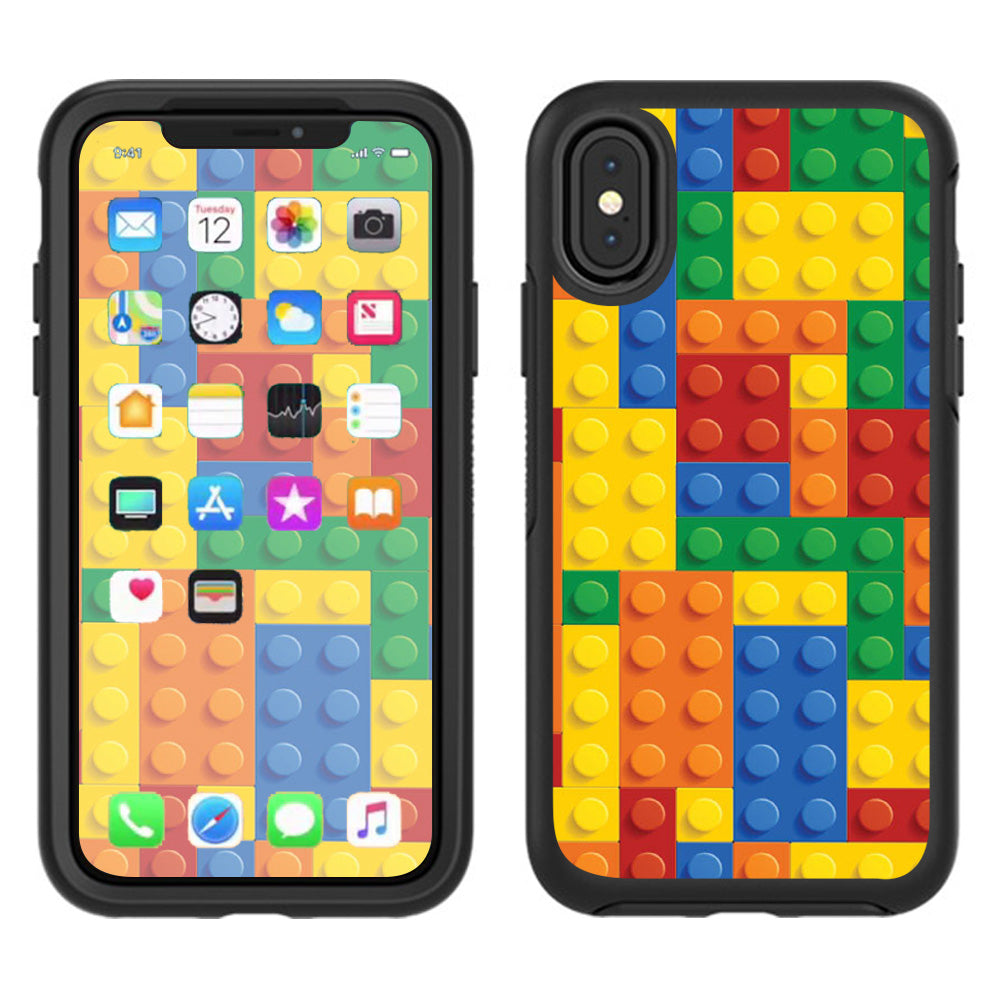  Playing Blocks Bricks Colorful Snap  Otterbox Defender Apple iPhone X Skin