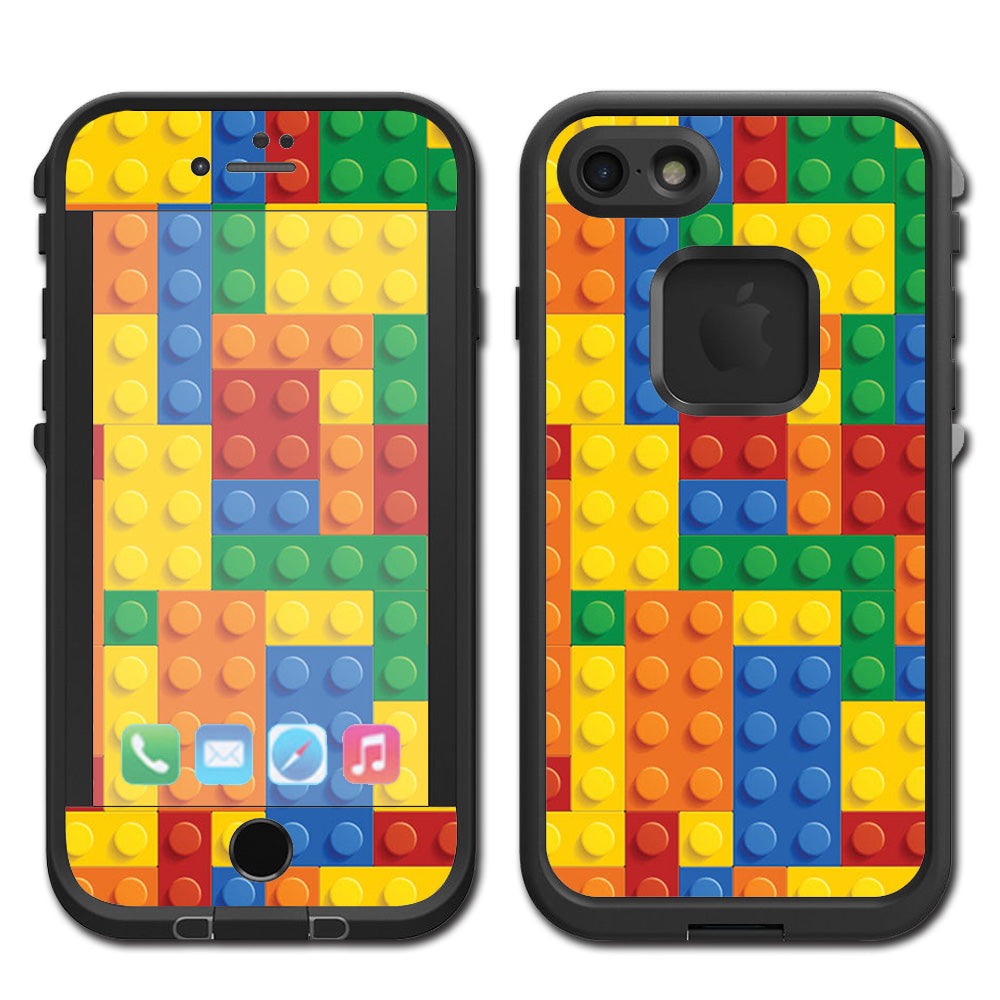  Playing Blocks Bricks Colorful Snap Lifeproof Fre iPhone 7 or iPhone 8 Skin