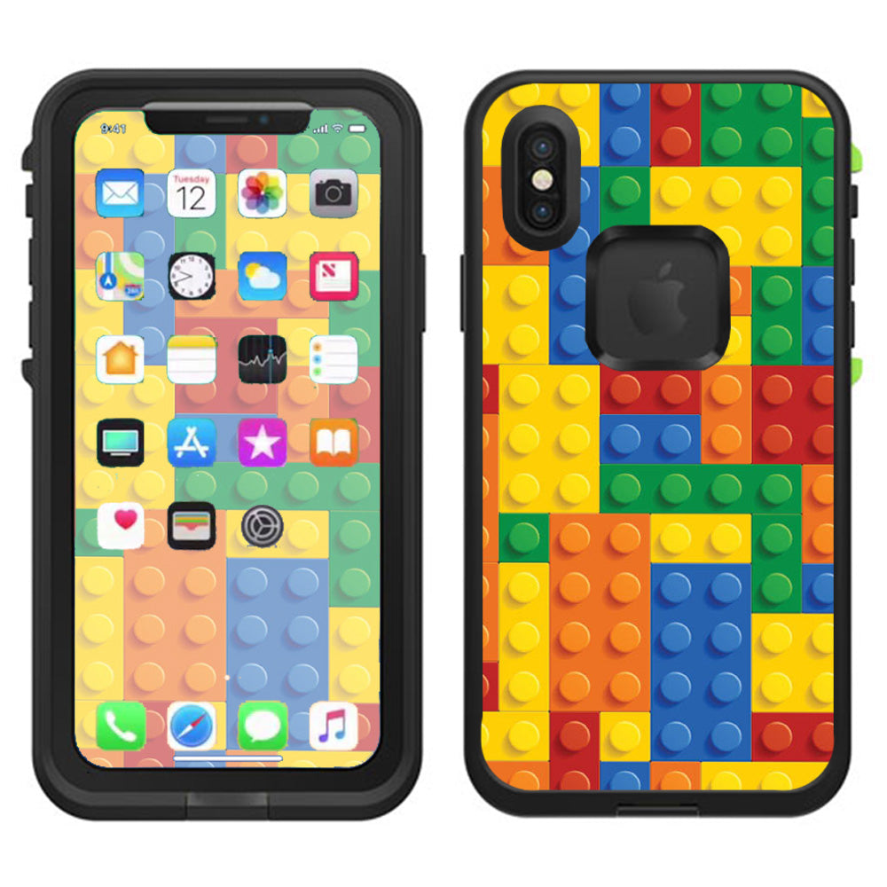  Playing Blocks Bricks Colorful Snap  Lifeproof Fre Case iPhone X Skin