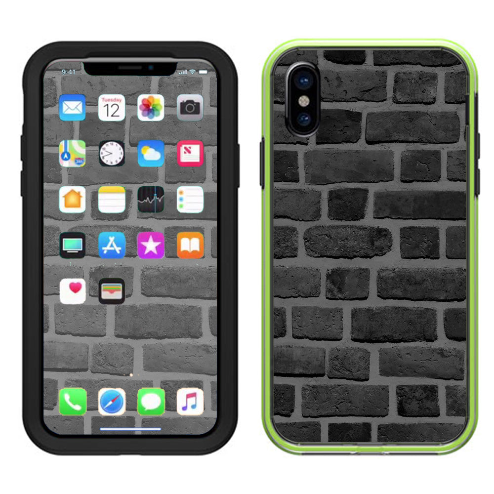  Grey Stone Brick Wall Bricks Blocks Lifeproof Slam Case iPhone X Skin