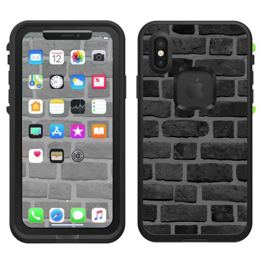  Grey Stone Brick Wall Bricks Blocks Lifeproof Fre Case iPhone X Skin