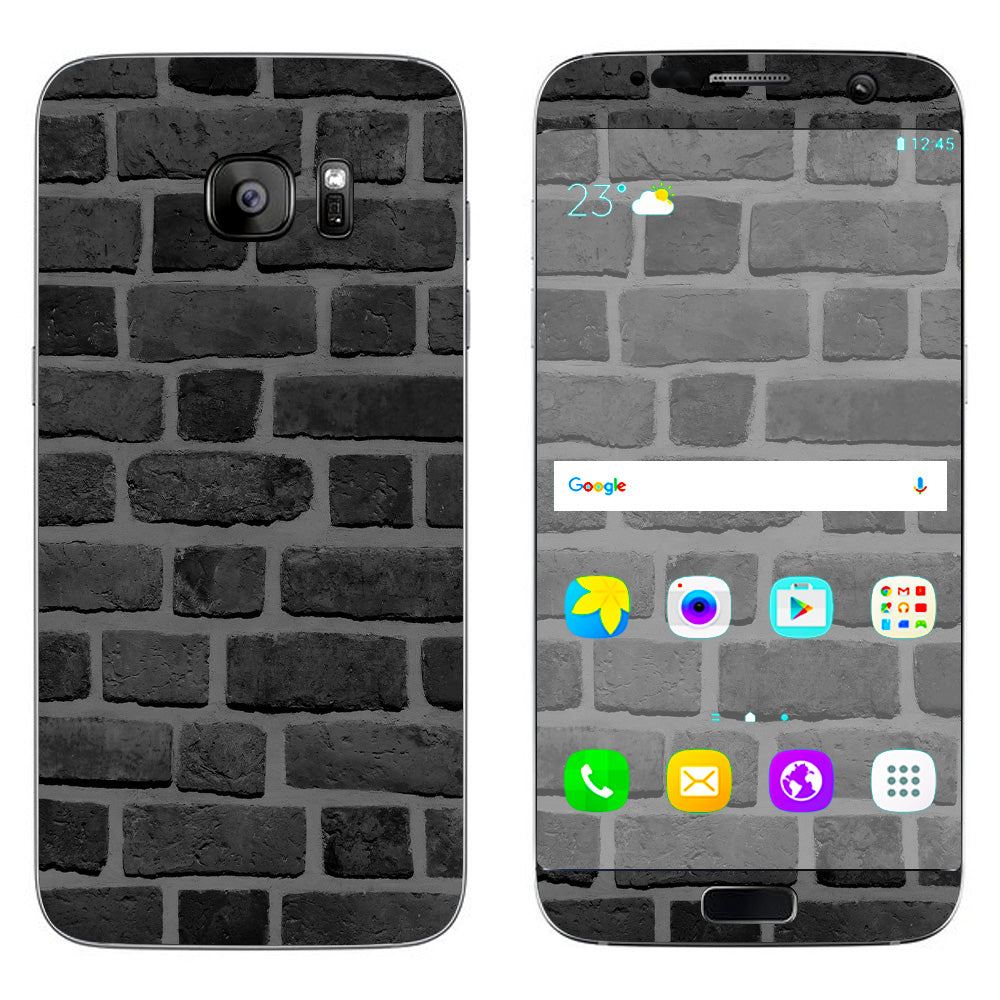  Grey Stone Brick Wall Bricks Blocks Samsung Galaxy S7 Edge Skin