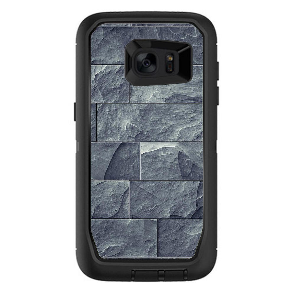  Grey Slate Panel Brick Wall Bricks Otterbox Defender Samsung Galaxy S7 Edge Skin