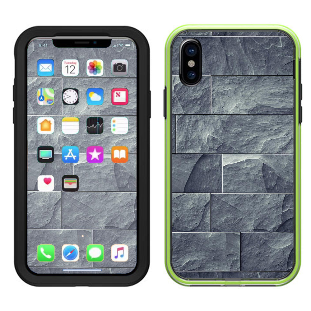  Grey Slate Panel Brick Wall Bricks Lifeproof Slam Case iPhone X Skin
