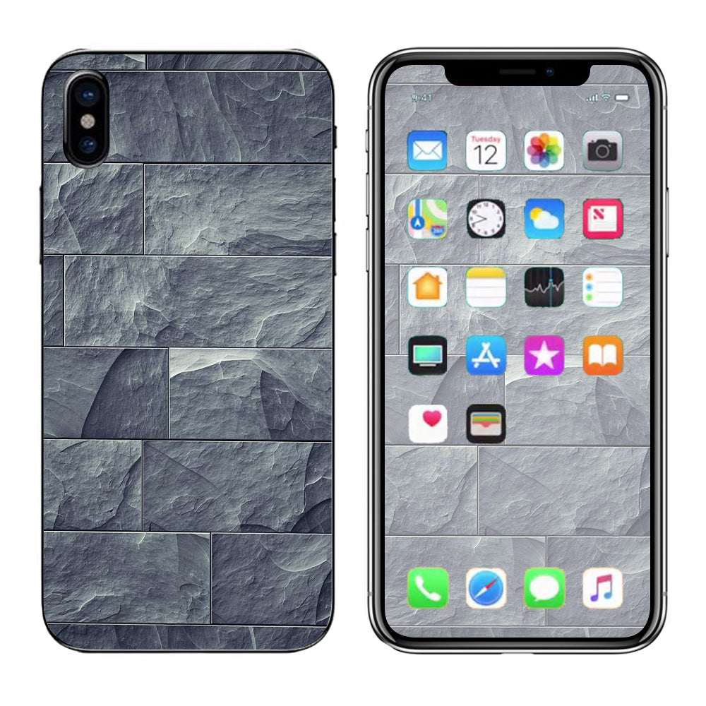  Grey Slate Panel Brick Wall Bricks Apple iPhone X Skin