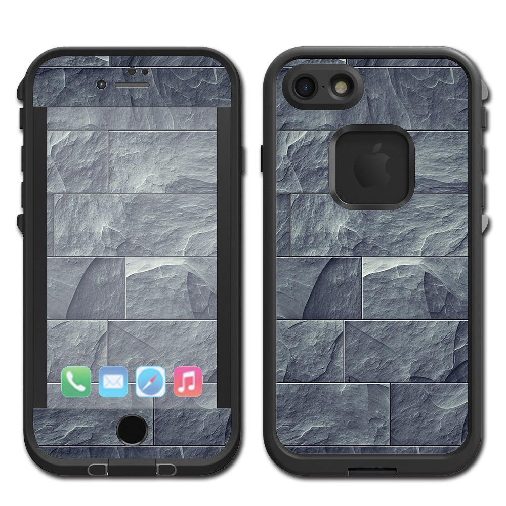 Grey Slate Panel Brick Wall Bricks Lifeproof Fre iPhone 7 or iPhone 8 Skin