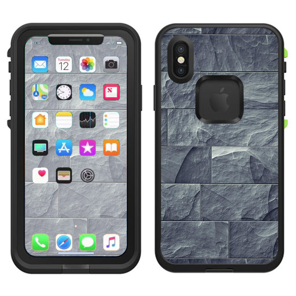  Grey Slate Panel Brick Wall Bricks Lifeproof Fre Case iPhone X Skin