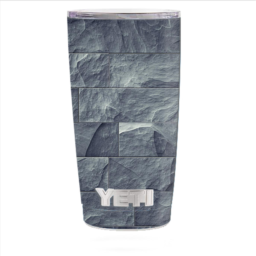  Grey Slate Panel Brick Wall Bricks Yeti 20oz Rambler Tumbler Skin