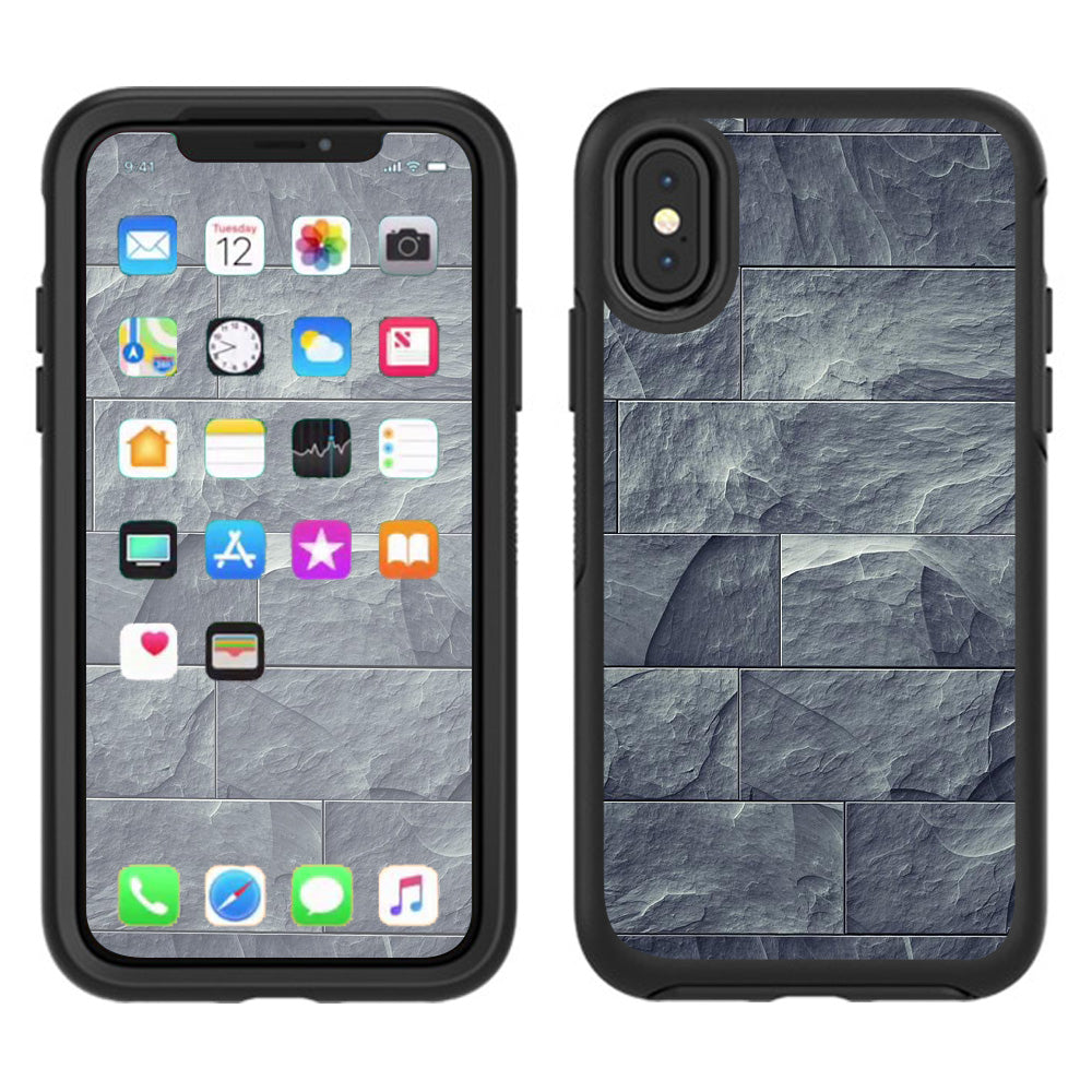  Grey Slate Panel Brick Wall Bricks Otterbox Defender Apple iPhone X Skin