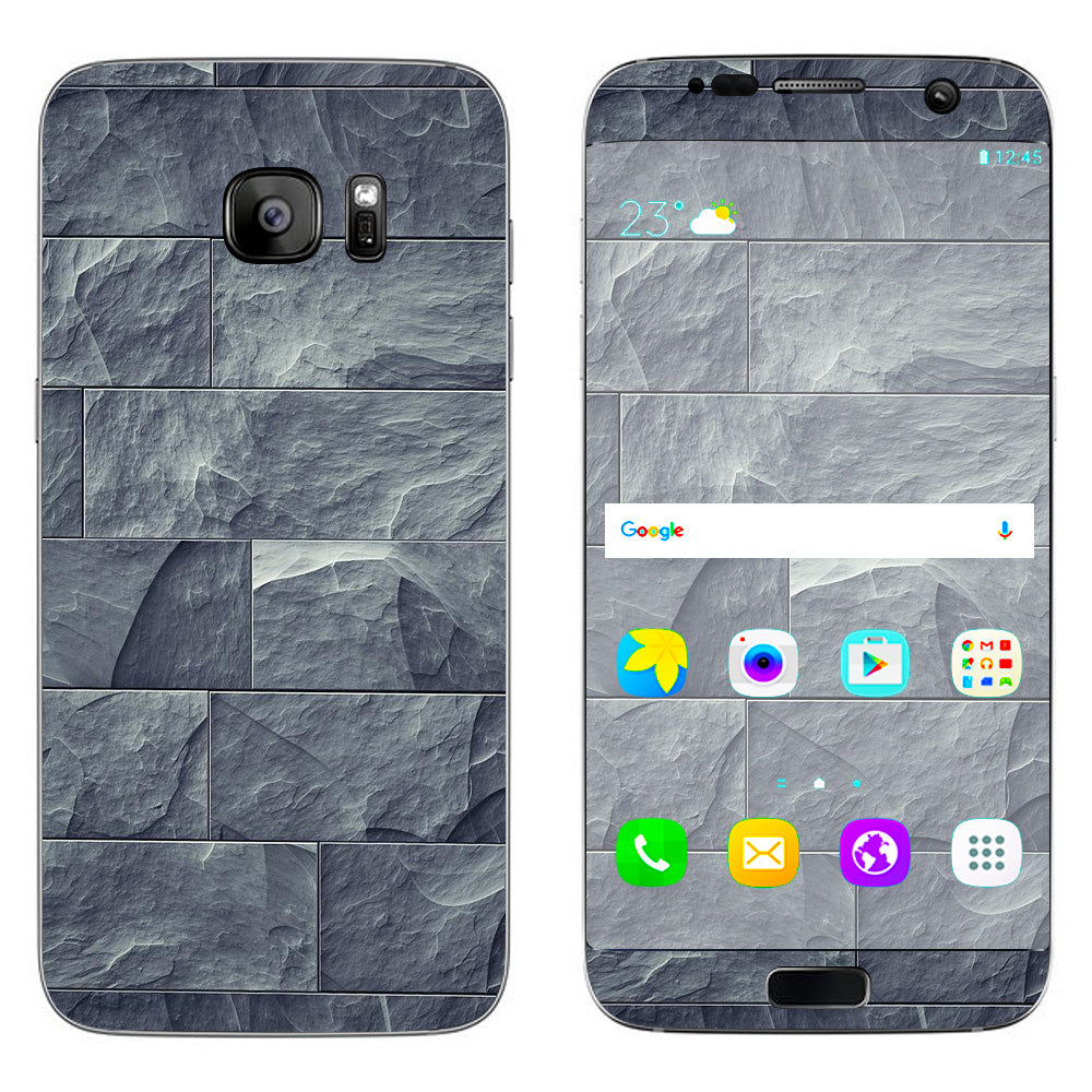  Grey Slate Panel Brick Wall Bricks Samsung Galaxy S7 Edge Skin