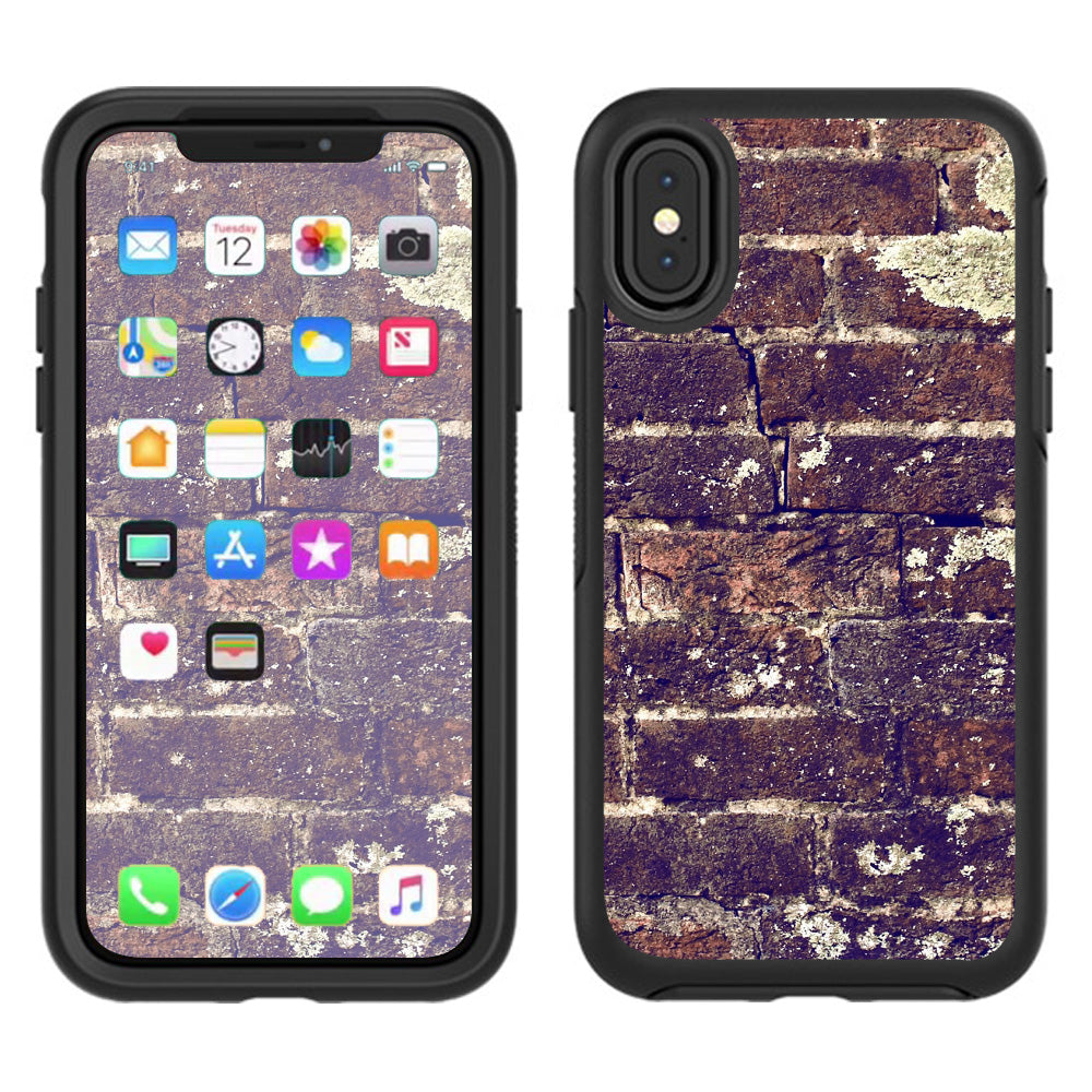  Aged Used Rough Dirty Brick Wall Panel Otterbox Defender Apple iPhone X Skin
