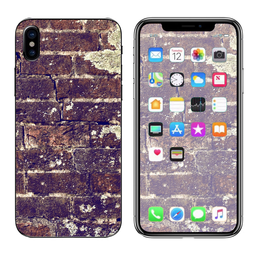  Aged Used Rough Dirty Brick Wall Panel Apple iPhone X Skin