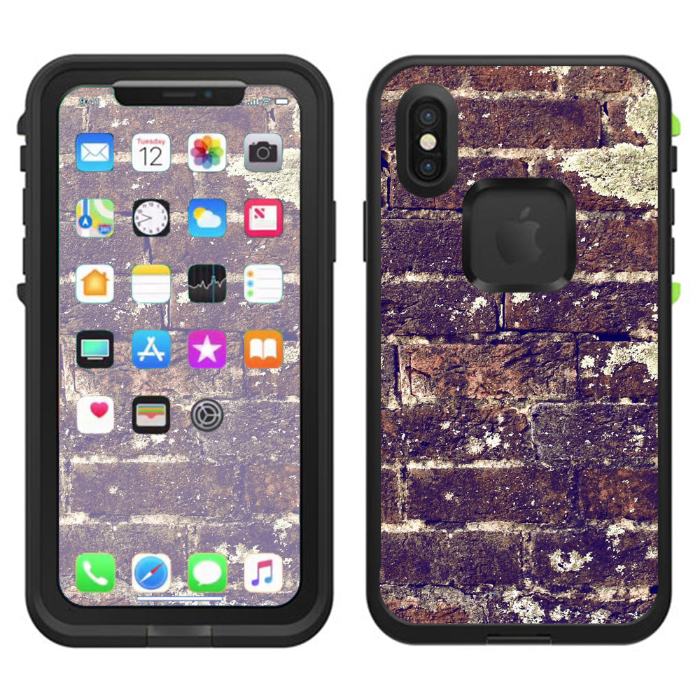  Aged Used Rough Dirty Brick Wall Panel Lifeproof Fre Case iPhone X Skin