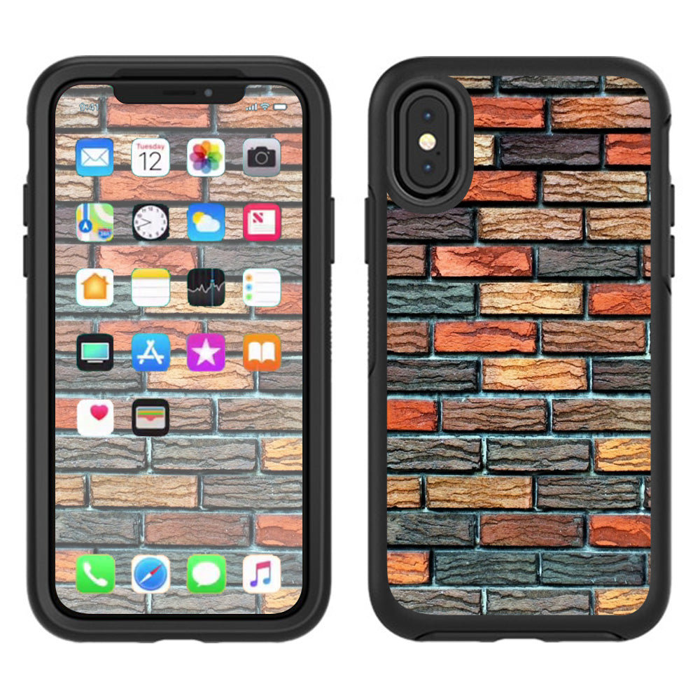  Colorful Brick Wall Design Otterbox Defender Apple iPhone X Skin