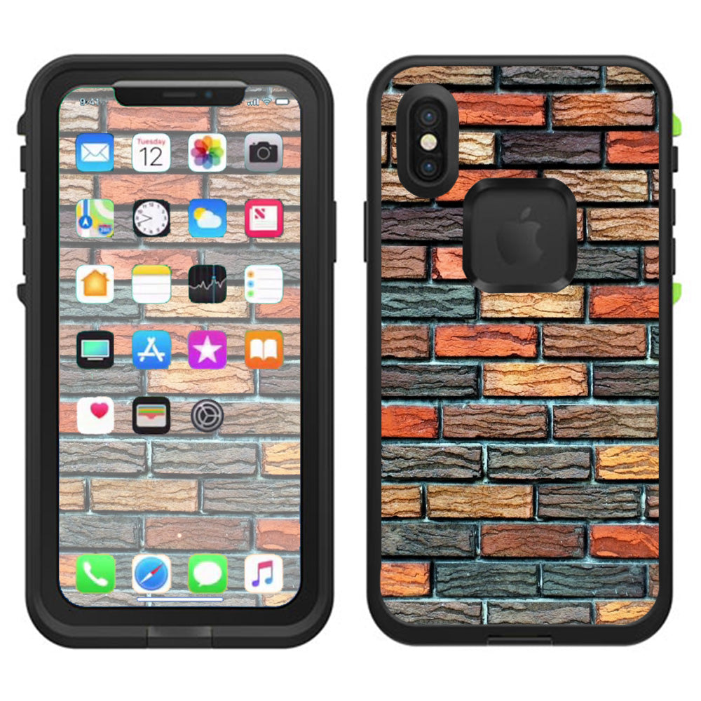  Colorful Brick Wall Design Lifeproof Fre Case iPhone X Skin