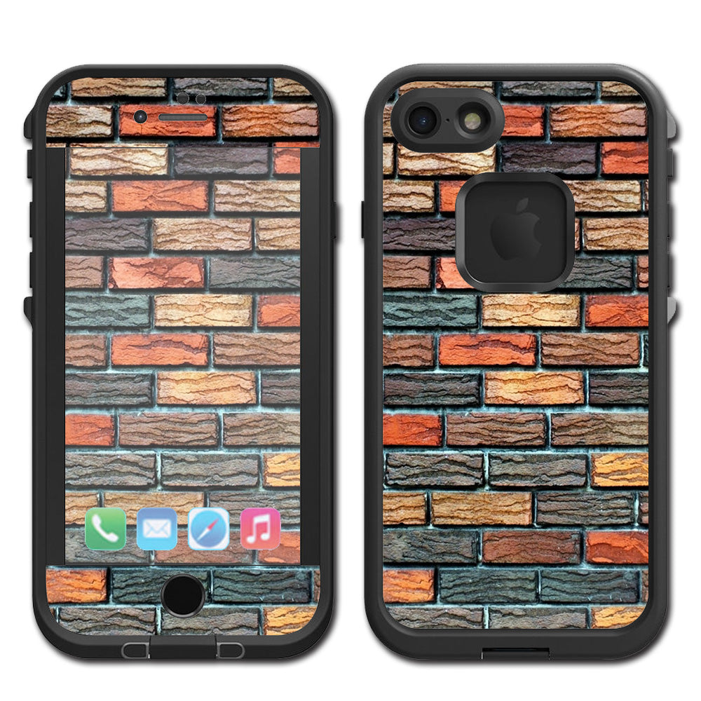  Colorful Brick Wall Design Lifeproof Fre iPhone 7 or iPhone 8 Skin