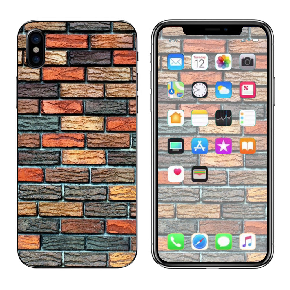  Colorful Brick Wall Design Apple iPhone X Skin